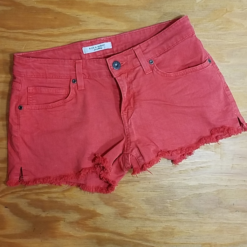 Rich & Skinny coral colored jean shorts size 26 - Picture 1 of 8